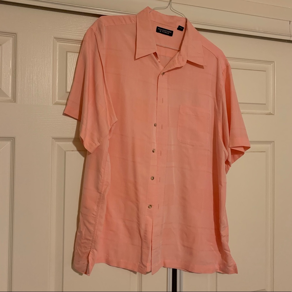 Like new coral on coral plaid button down